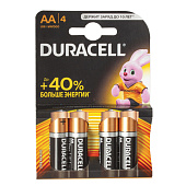 Батарейки DURACELL Basic, AA LR6, Alkaline, 4 шт., в блистере, 1,5 В, MN 1500 АА LR6